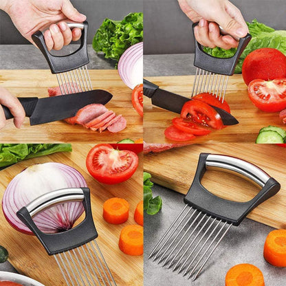 Onion & Vegetable Holder Stainless Steel Tips Ergonomic Handle