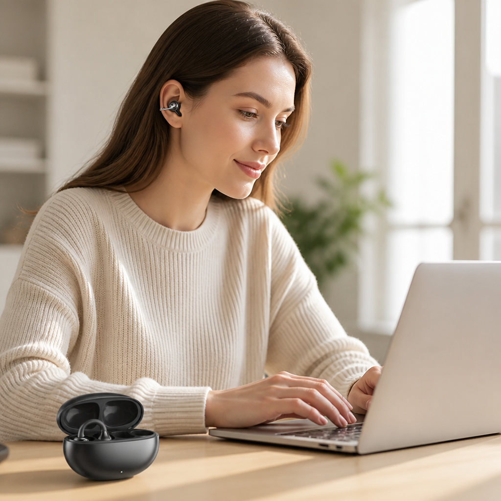 Open-Ear Clip-On Wireless Earbuds (AI Call Noise Cancellation)