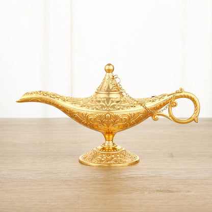 Ornamental Genie Lamp 3D Embossed Zinc Alloy Removable Lid