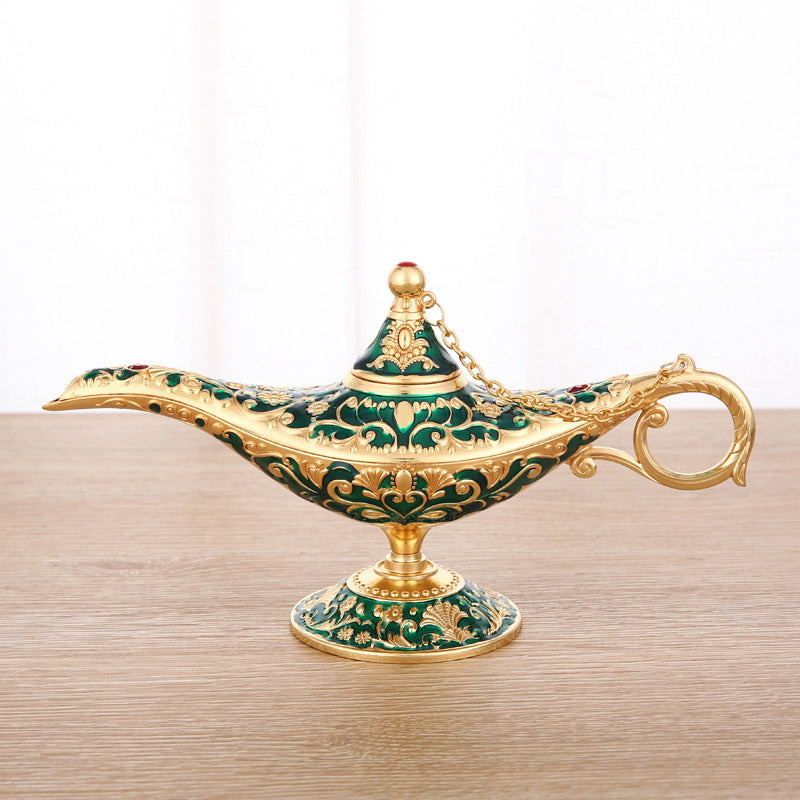 Ornamental Genie Lamp 3D Embossed Zinc Alloy Removable Lid