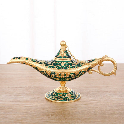 Ornamental Genie Lamp 3D Embossed Zinc Alloy Removable Lid