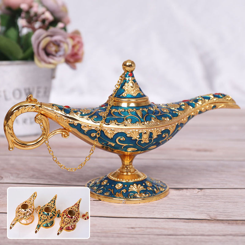 Ornamental Genie Lamp 3D Embossed Zinc Alloy Removable Lid