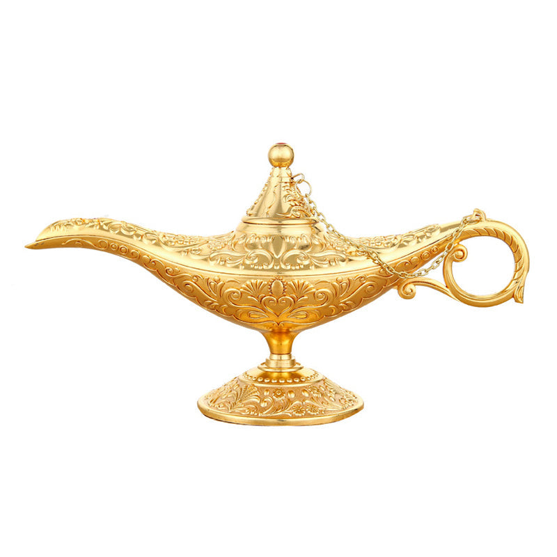 Ornamental Genie Lamp 3D Embossed Zinc Alloy Removable Lid