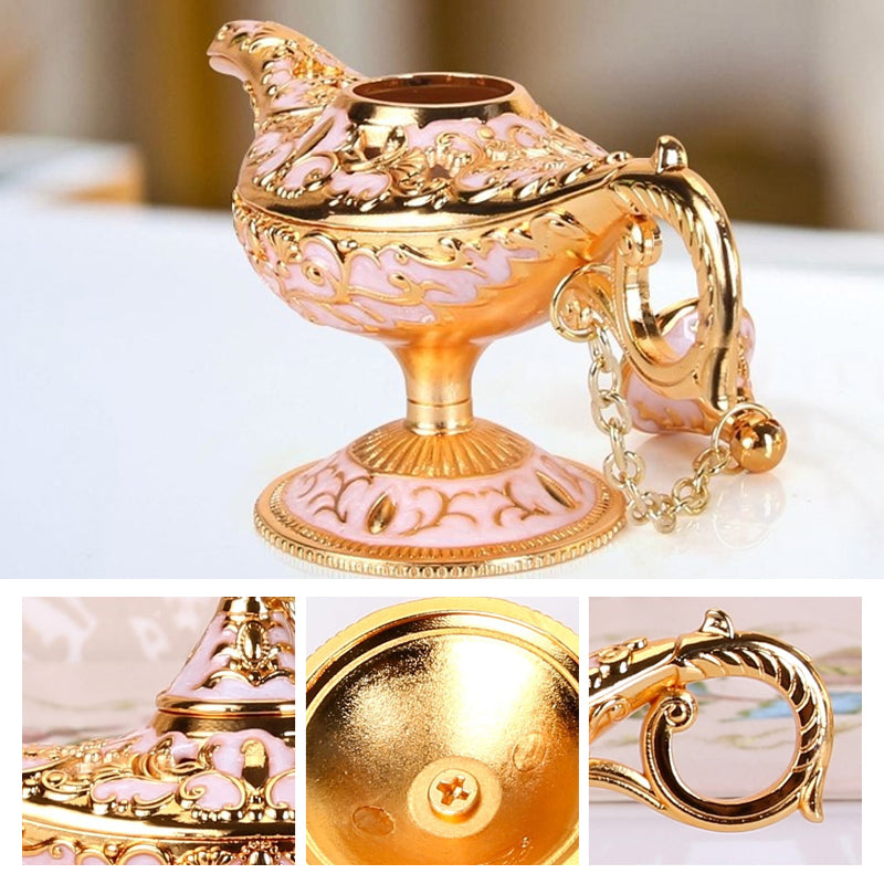 Ornamental Genie Lamp 3D Embossed Zinc Alloy Removable Lid