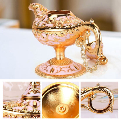Ornamental Genie Lamp 3D Embossed Zinc Alloy Removable Lid