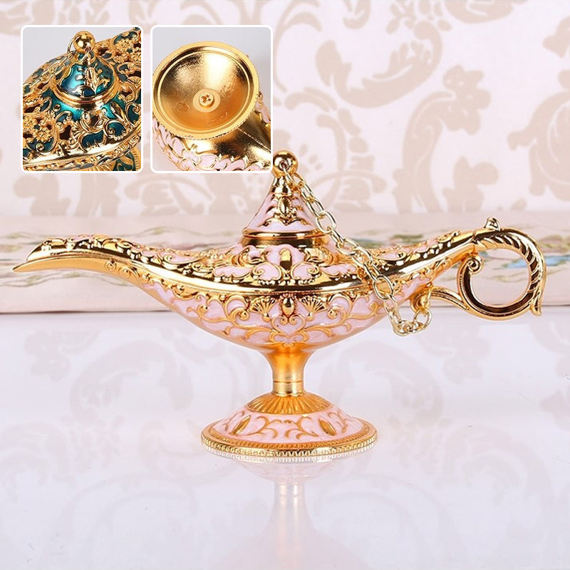 Ornamental Genie Lamp 3D Embossed Zinc Alloy Removable Lid