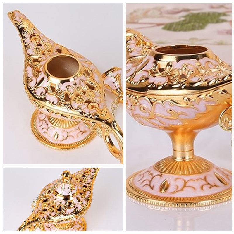 Ornamental Genie Lamp 3D Embossed Zinc Alloy Removable Lid