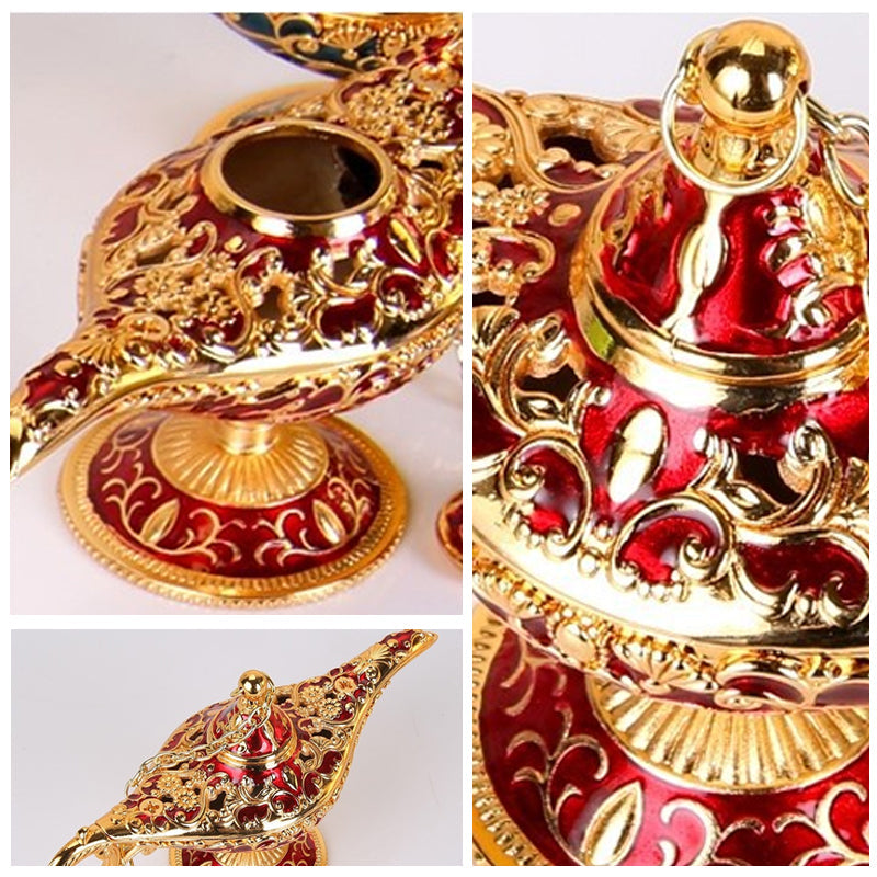 Ornamental Genie Lamp 3D Embossed Zinc Alloy Removable Lid
