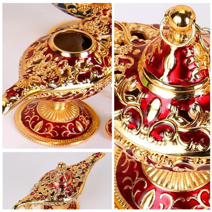 Ornamental Genie Lamp 3D Embossed Zinc Alloy Removable Lid