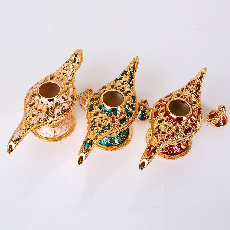 Ornamental Genie Lamp 3D Embossed Zinc Alloy Removable Lid