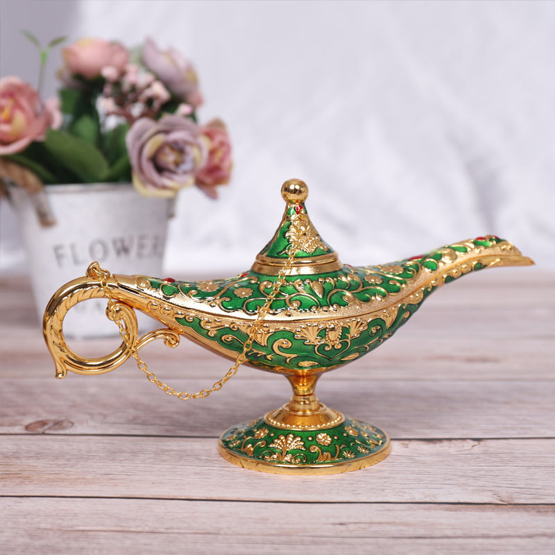 Ornamental Genie Lamp 3D Embossed Zinc Alloy Removable Lid