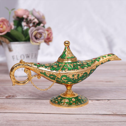 Ornamental Genie Lamp 3D Embossed Zinc Alloy Removable Lid