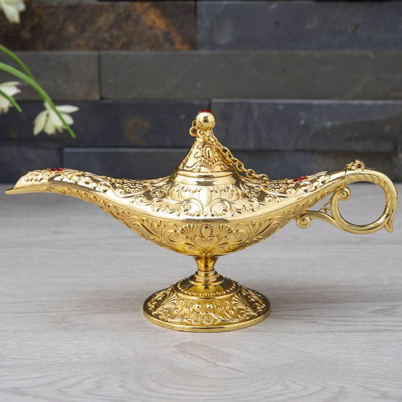 Ornamental Genie Lamp 3D Embossed Zinc Alloy Removable Lid