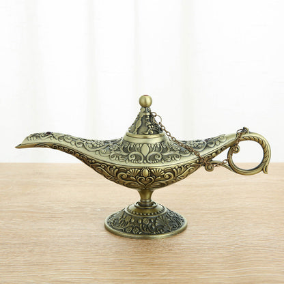 Ornamental Genie Lamp 3D Embossed Zinc Alloy Removable Lid