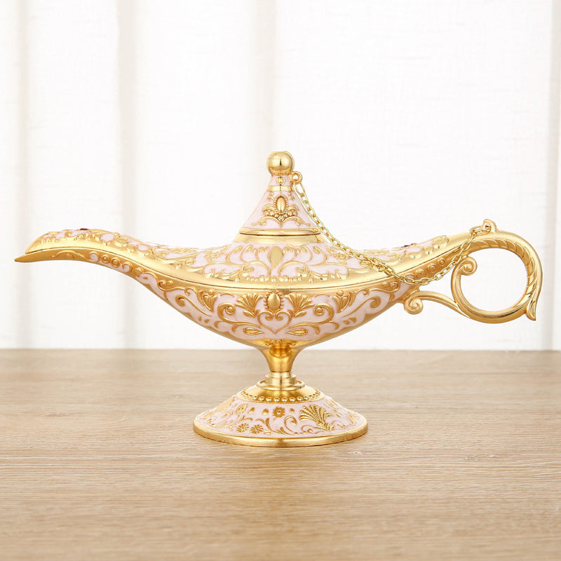 Ornamental Genie Lamp 3D Embossed Zinc Alloy Removable Lid