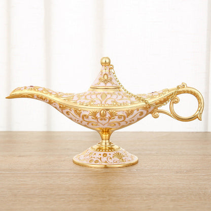 Ornamental Genie Lamp 3D Embossed Zinc Alloy Removable Lid