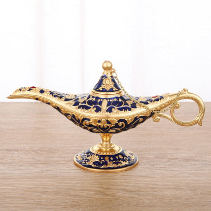 Ornamental Genie Lamp 3D Embossed Zinc Alloy Removable Lid