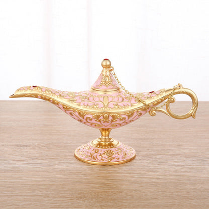 Ornamental Genie Lamp 3D Embossed Zinc Alloy Removable Lid