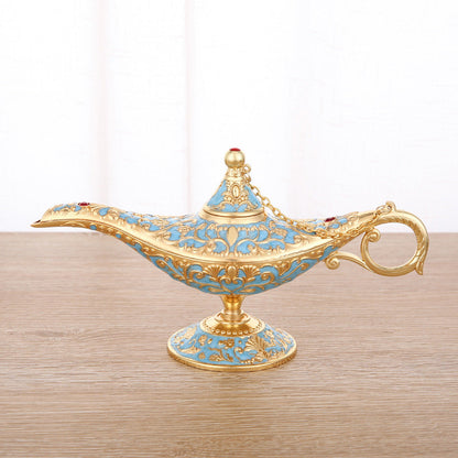 Ornamental Genie Lamp 3D Embossed Zinc Alloy Removable Lid