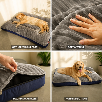 Orthopedic Dog Bed Supportive Foam Plush Cover
