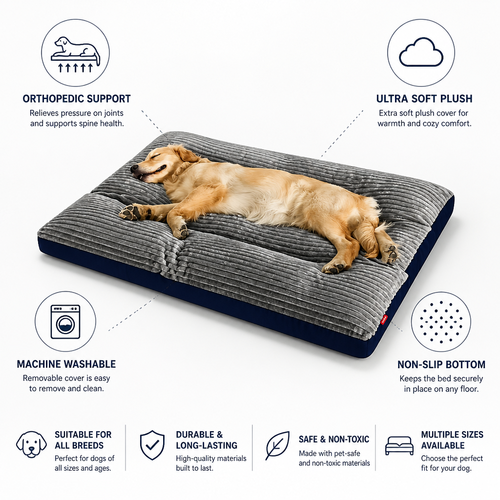 Orthopedic Dog Bed Supportive Foam Plush Cover