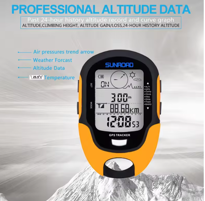 Outdoor GPS Tracker Altimeter & Barometer USB Rechargeable