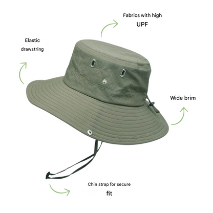 Outdoor Hat UPF 50 Water-Repellent Adjustable Chin Strap