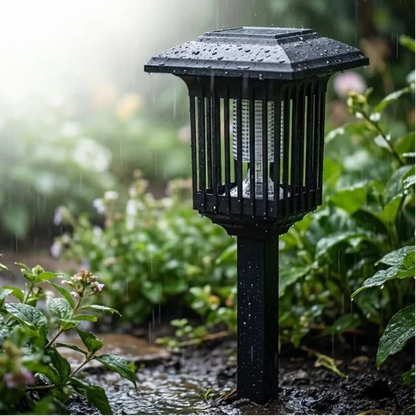 Outdoor Insect Zapper Solar-Powered Dual UV Light Weatherproof