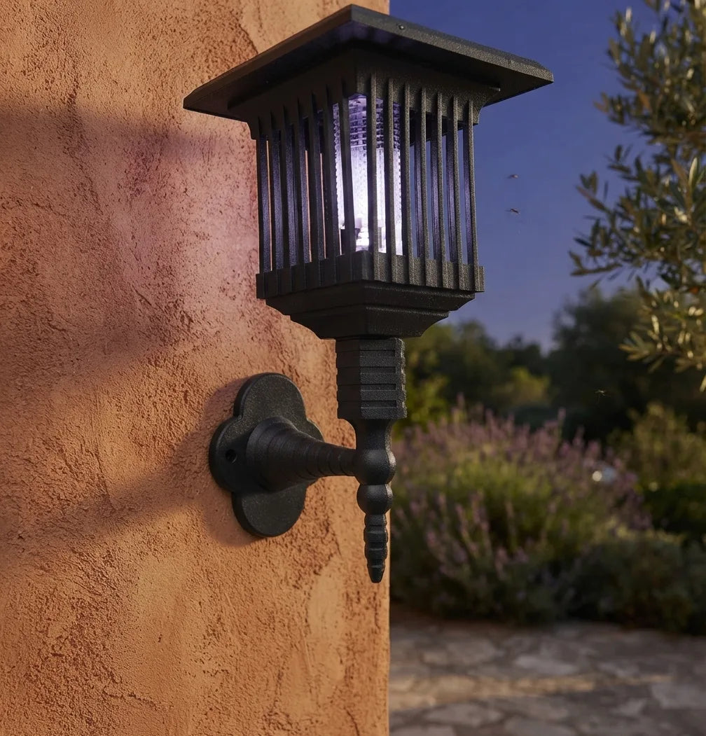 Outdoor Insect Zapper Solar-Powered Dual UV Light Weatherproof