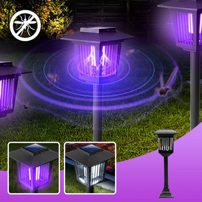 Outdoor Insect Zapper Solar-Powered Dual UV Light Weatherproof