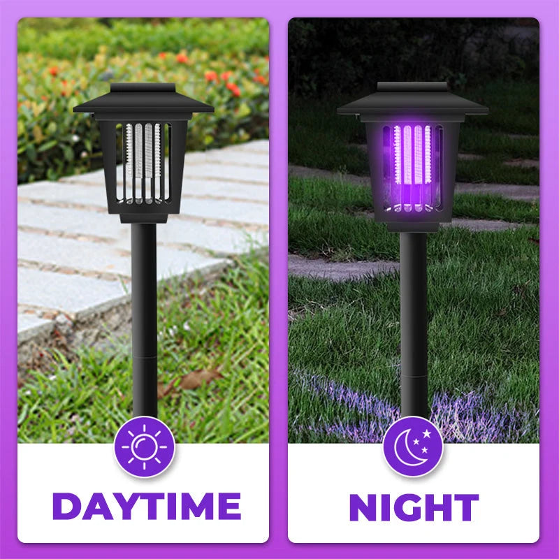 Outdoor Insect Zapper Solar-Powered Dual UV Light Weatherproof