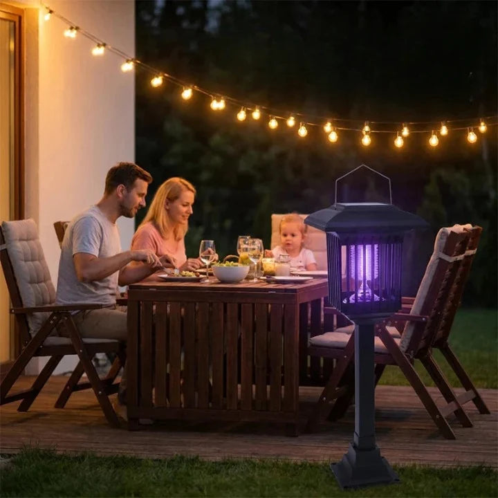 Outdoor Insect Zapper Solar-Powered Dual UV Light Weatherproof