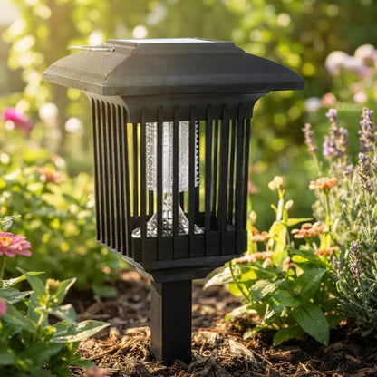 Outdoor Insect Zapper Solar-Powered Dual UV Light Weatherproof