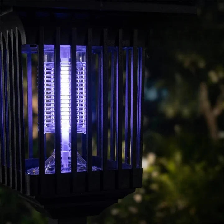 Outdoor Insect Zapper Solar-Powered Dual UV Light Weatherproof