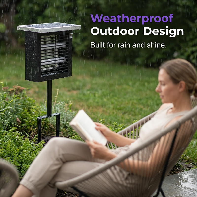 Outdoor Insect Zapper Solar-Powered UV Light Weatherproof