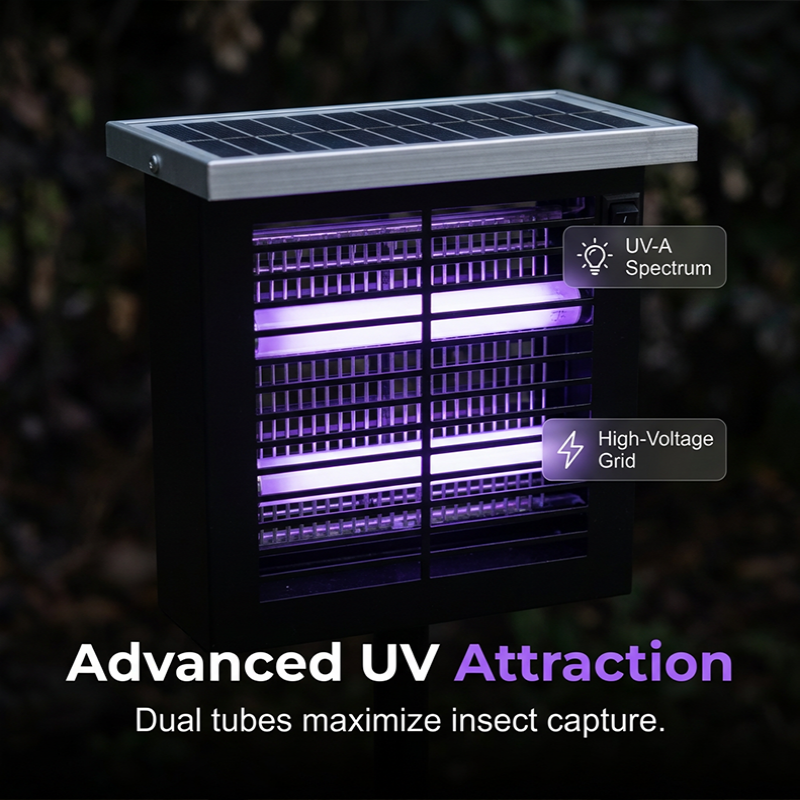 Outdoor Insect Zapper Solar-Powered UV Light Weatherproof