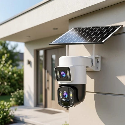 Outdoor Security Camera 4K 360 Panoramic Solar-Powered