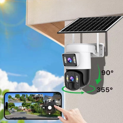 Outdoor Security Camera 4K 360 Panoramic Solar-Powered