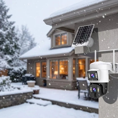 Outdoor Security Camera 4K 360 Panoramic Solar-Powered
