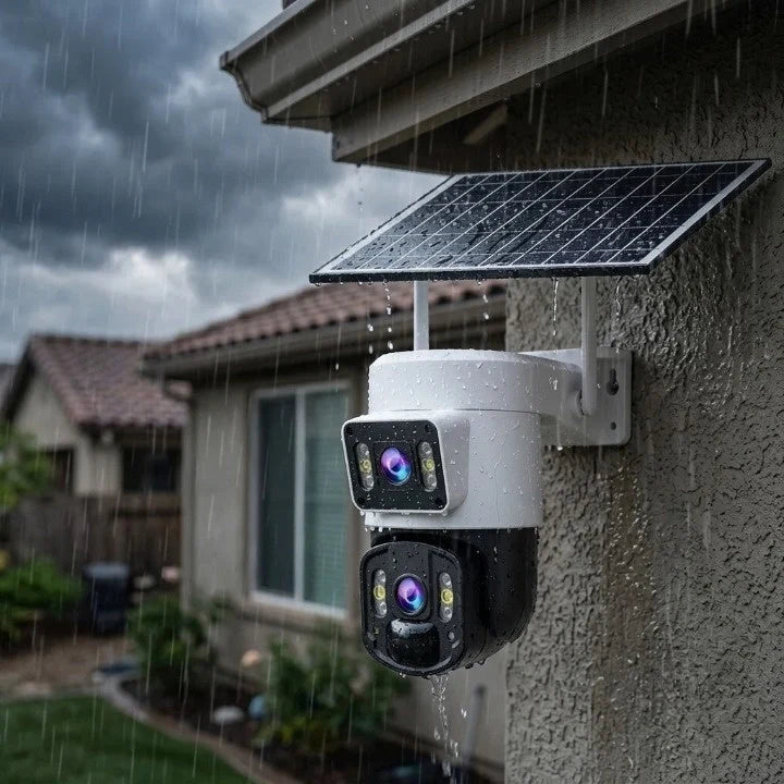 Outdoor Security Camera 4K 360 Panoramic Solar-Powered