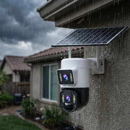 Outdoor Security Camera 4K 360 Panoramic Solar-Powered
