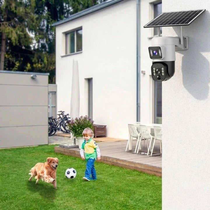 Outdoor Security Camera 4K 360 Panoramic Solar-Powered