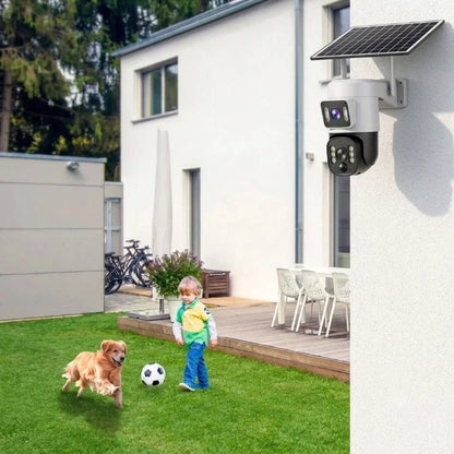 Outdoor Security Camera 4K 360 Panoramic Solar-Powered