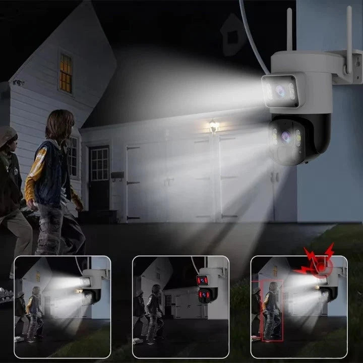 Outdoor Security Camera 4K 360 Panoramic Solar-Powered