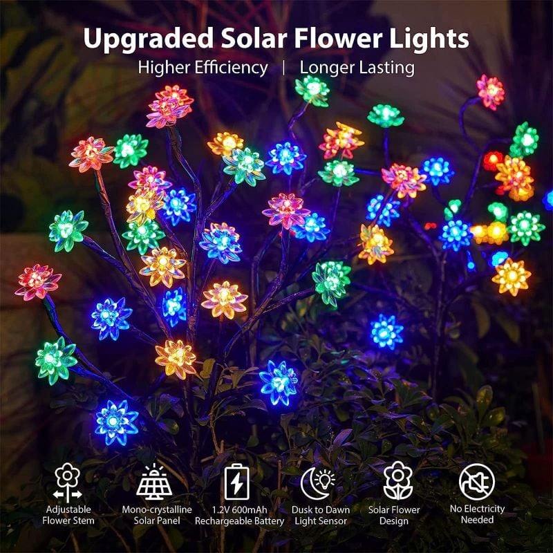 Outdoor Solar Flower Light Flexible Branches & Multicolor LEDs