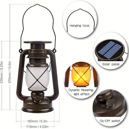 Outdoor Solar Lantern Flickering Flame Solar-Powered & Weather-Resistant