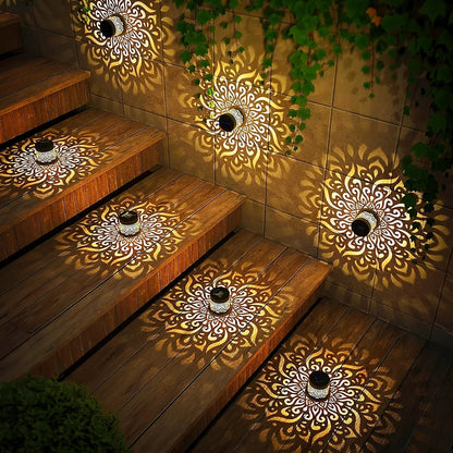 Outdoor Solar Lantern Floral Shadow Projection Weatherproof