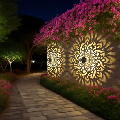 Outdoor Solar Lantern Floral Shadow Projection Weatherproof