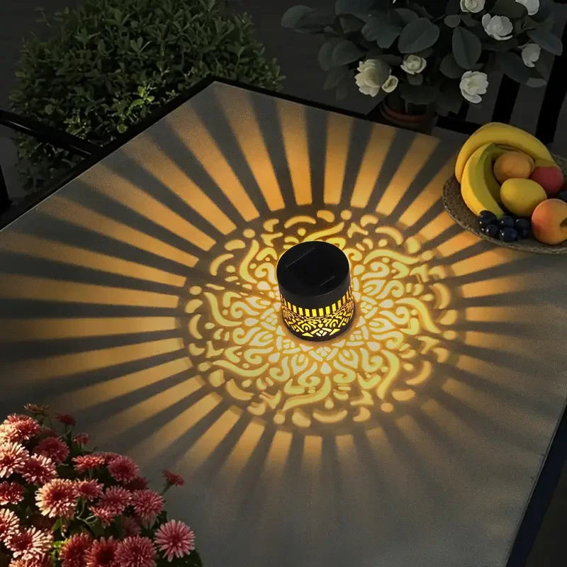 Outdoor Solar Lantern Floral Shadow Projection Weatherproof