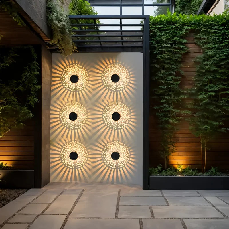 Outdoor Solar Lantern Floral Shadow Projection Weatherproof